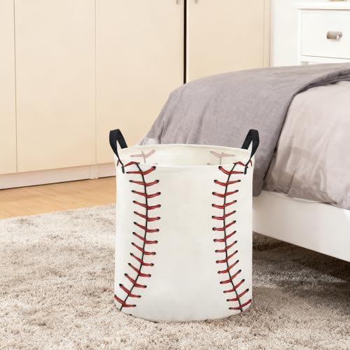 Image of ESSME Ball Laundry Basket,Baseball Hamper Collapsible Canvas Waterproof Storage Bin, Cute Hamper,Gift Baskets(Baseball)