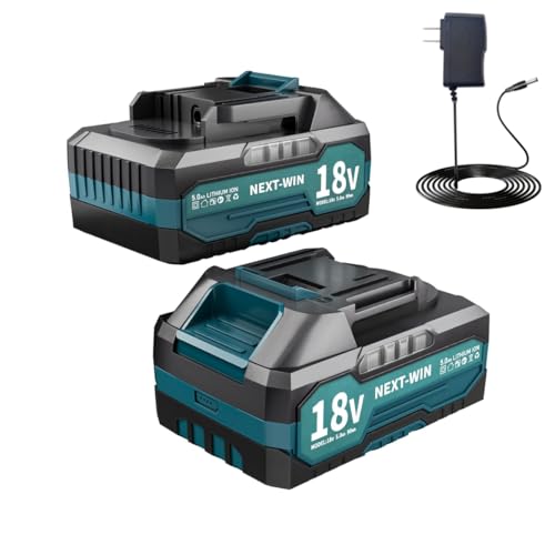 NEXT-WIN 2-Pack 5.0Ah Battery Replacement for Makita 18V Battery Compatible with 18 Volt BL1860B BL1850B BL1840B BL1830B BL1820B, Cordless Power Tools Lithium Battery with LED Level Indicator (Blue)