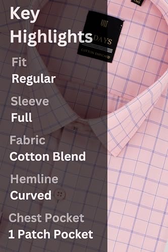 Image of 7-DAYS Men's Premium Checks Formal Shirt - Cotton Rich, Regular Fit, Full Sleeve, with Pocket, Wrinkle Resistant - Stylish Office & Everyday Wear.