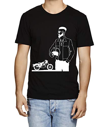 Image of Caseria Men's Cotton Printed T-Shirt -Bike Man | 100% Cotton | Half Sleeves | Regular Fit | Printed | Round Neck | Graphic T Shirt