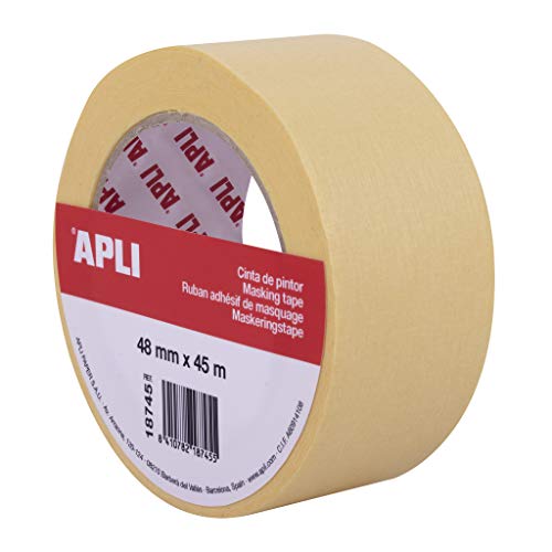 APLI 18745 - Rollo cinta de pintor o carrocero 48 mm x 45 m formato individual. Papel de 57 g/m². Resistente hasta 60º