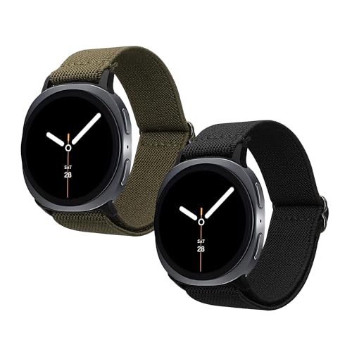kwmobile 2X Sportarmband kompatibel mit Samsung Galaxy Watch 8 Galaxy/Galaxy Watch 8 Classic 46mm Armband - Sport Ersatzarmband Set aus Nylon für Fitnesstracker - Schwarz Dunkelgrün