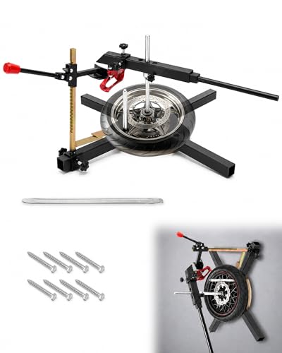 Seekdesi Wall-Mounted Manual Motorcycle Tire Change Kit Portable Tire Changer with Duck Head 12-21 Tire Change Fit for Street Cruiser Touring Adventure Bikes