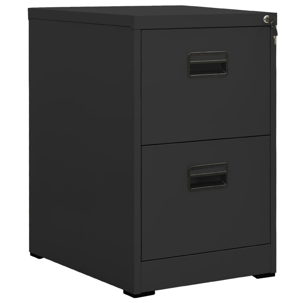 Armadietto portadocumenti antracite in acciaio, 46 x 62 x 72,5 cm, con 2 cassetti, chiudibile, per ufficio, casa, studio, organizzazione e conservazione dei documenti