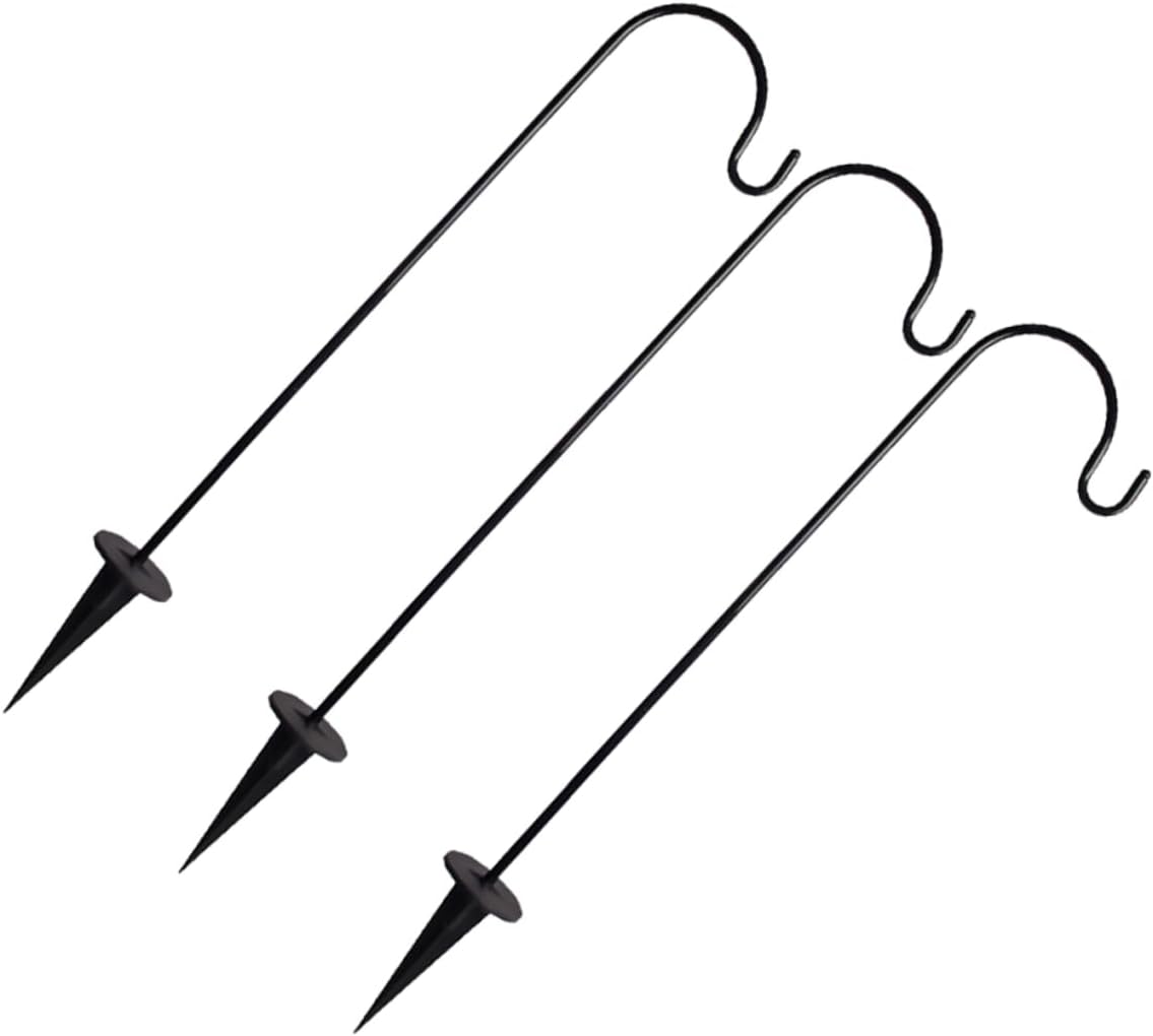 6pcs Iron Garden Hooks Multi-Functional Light Hanging Hooks for Outdoor Use Ground Inserted for Lanterns and Decor Black and Practical