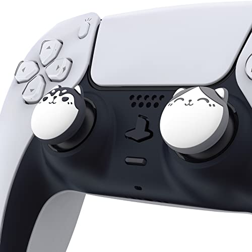 Playvital Husky & Kitty Cute Thumb Grip Caps For Ps5/4 Controller, Silicone Analog Stick Caps Cover For Xbox Series X/S, Thumbstick Caps For Switch Pro Controller - Navy Blue & Light Gray #TOP2