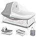 Ezebaby Portable Travel Bassinet for Baby 0-5 Months, Foldable Newborn Bassinet Baby Bed Infant Crib with Padded Mattress, Canopy, Mosquito Net, Carrying Bag
