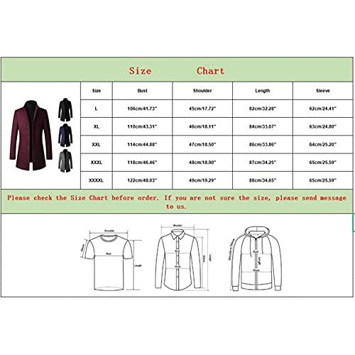 Dzquy Mens Stand Collar Trench Coat Wool Blend Top Pea Coat Winter Long Single Breasted Classic Business Down Jacket Overcoat Black 4X-Large #TOP2