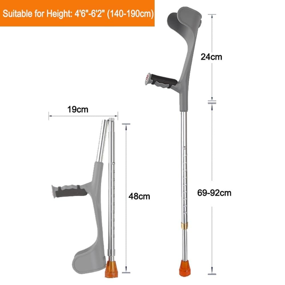 FLYUFO Stampelle Ascellari per Adulto,Stampelle Avambraccio Altezza Regolabile, stampella Ortopediche Regolabile per avambraccio per Camminare per Anziani disabili Anziani B,1PCS