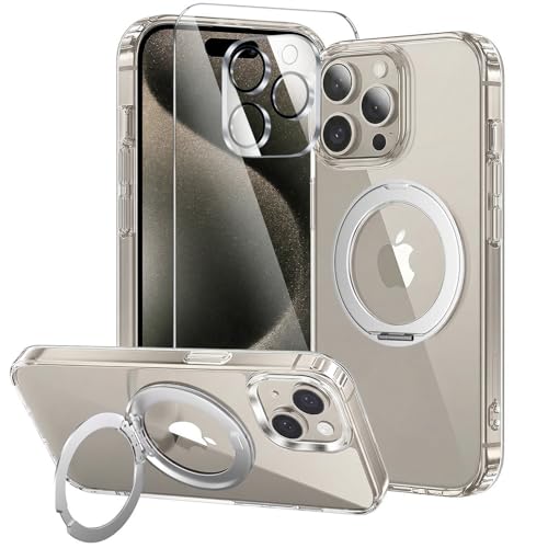 Coque béquille iPhone 15 Pro Max antichoc transparente et anti jaunissement