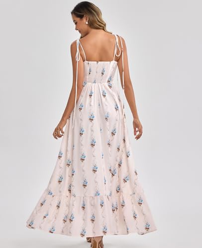 Image of GLNEGE Women's Summer Corset Wedding Guest Maxi Dress Spaghetti Strap Ruffle Formal Dresses Flowy A Line Tea Party Sundress
