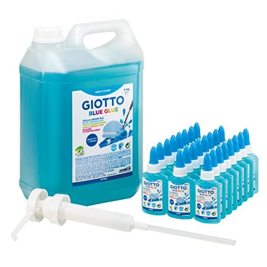 Giotto - Schoolpack Blue Kleber 24 x 40 g + Kanister 5 kg mit flüssigem Dosierer, Farbe Blau, F546800