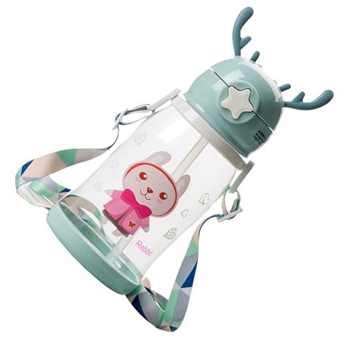 mophrati Adorable botella de agua con pajita, fabricada con materiales ecológicos, ideal para estudiantes jóvenes, lo que facilita que los bebés beban agua sin derramarla.