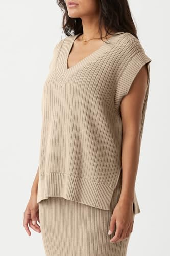 Image of Saodimallsu Womens V Neck Sweater Vest Oversized Ribbed Knit Sleeveless Casual Loose Fit Pullover Tank Top