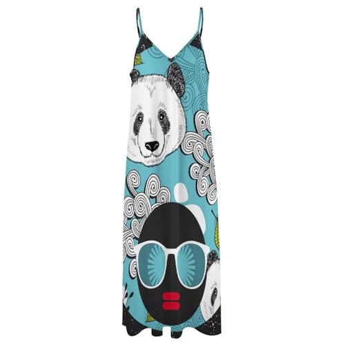 Robe décontracté de plage longue et fluide motif panda