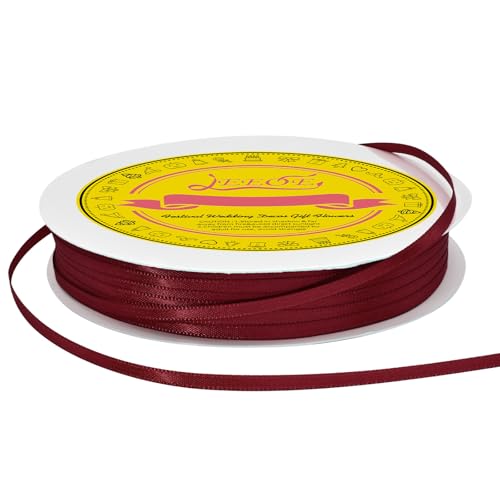 Image of Double Face Sherry Satin Thin Ribbon 1 /8 inch X 100 Yards Polyester Sherry Ribbon for Gift Wrapping Very Suitable for Weddings Party Hair Bow Invitation Decorations and More