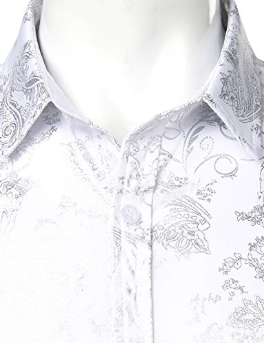 ZEROYAA Men's Luxury Paisley Dress Shirt Shiny Floral Printed Button Down Shirts for Party Prom3