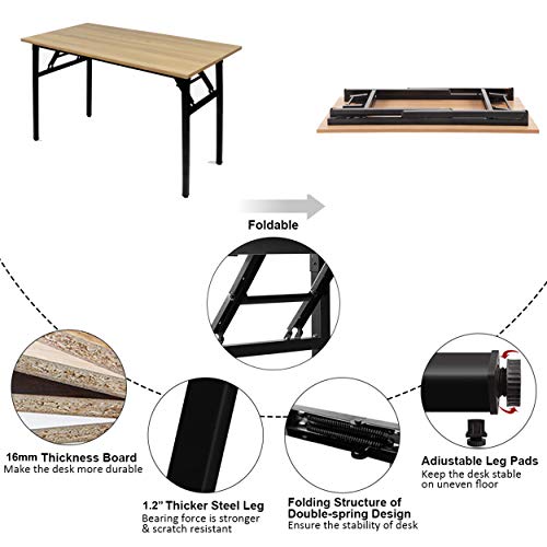 31” Folding Commercial Table Training Table Folding Computer Desk Workstation Folding Laptop Table,Home Office Desk, No Assembly Needed,Bown - Thumbnail 4
