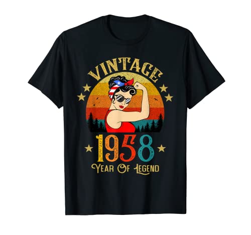 Regalo de cumpleaños 65 años para mujer, retro, vintage, 1958 Camiseta