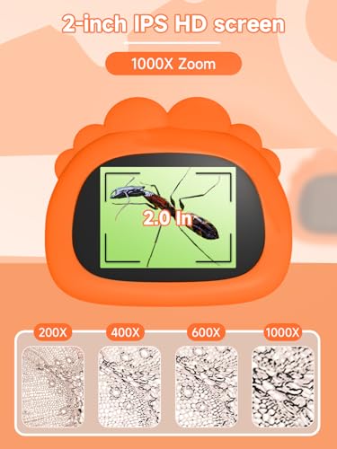 Image of Acoath Microscope for Kids, 1000X Handheld Digital Miniscope with 2.0 inch Screen, Portable Pocket Microscope Education Toys Birthday Gifts for Age 3 4 5 6 7 8 9 10 Girls Boys