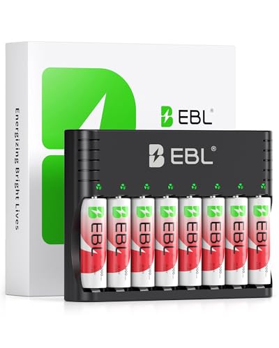 EBL Lithium Akku AA 8 Pack mit Ladegerät 1.5v 3000mWh 1600 Zyklen Langlebige AA Wiederaufladbare Batterien Ladegerät für Li-Ion und NIMH Akkus
