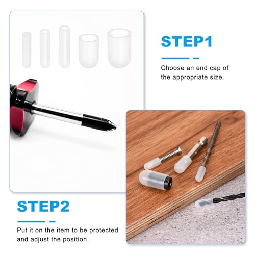Image of uxcell 48Pcs Silicone End Caps, 8.5mm(11 /32 inch) ID 13mm(1 /2 inch) Height Round Rubber Elastic Screw Thread Protectors Soft Flexible Screw Bolt Covers Caps for Metal Tube Rod Bolt, Clear