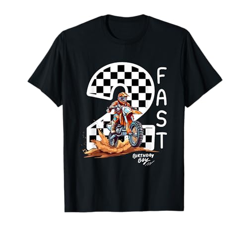 2 Fast Motorcycle Dirt Bike Birthday Boy T-Shirt