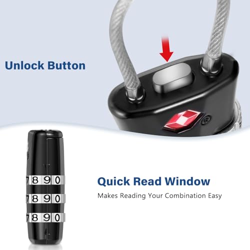 Blendura TSA Gepäckschloss 2 Stück, TSA Zahlenschloss Vorhängeschloss 3-Stelliges Sicherheitsschloss Kofferschloss, Kabelschloss Für Koffer Gepäck Rucksack Schul Reise Zubehör