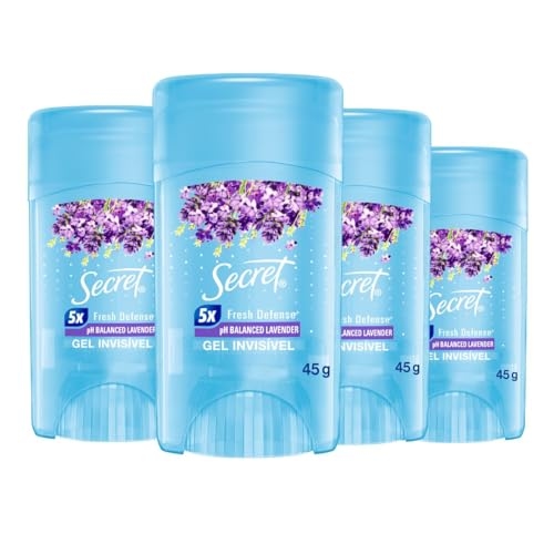 Secret Kit Desodorante em Gel Invisível Antitranspirante Lavanda com 4 Unidades 45g Secret Kit Desodorante em Gel Invisível Antitranspirante Lavanda com 4 Unidades 45g