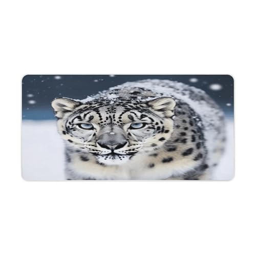 Blue Eyed Snow Leopard alfombrilla grande para escritorio