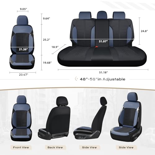 Image of Coverado Seat Cover, Car Seat Cover Front Seats, 3D Air Mesh Breathable Seat Protectors Sports Carbon Fiber Design Airbag Compatible Comfort Universal for Most Cars, Van,Trucks, SUV, Black&Blue