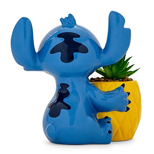 Disney Lilo & Stitch Pineapple 6-Inch Ceramic Planter with Artificial Succulent | Cute Flower Pot, Faux Indoor Plants by Toynk - Image 4