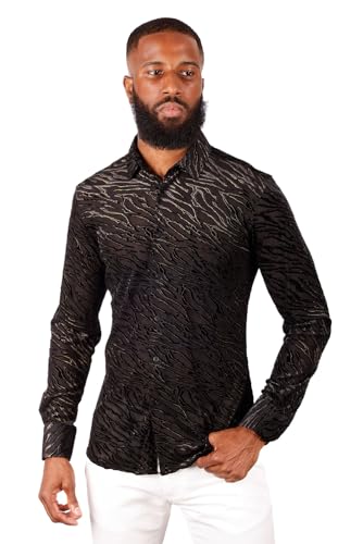 Barabas Men's See Through Floral Long Sleeve Button Down Shirt 3SVL272