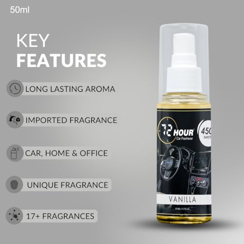 Image of 72hour Vanilla Car Perfume 50ml - Long Lasting Premium Fragrance - Multipurpose Air Freshener for Car, Home & Office - Miski Fragrance