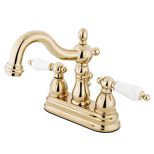 Kingston Brass KB1602PL Heritage 4-Inch Centerset Lavatory Faucet with Porcelain Lever Handle,...