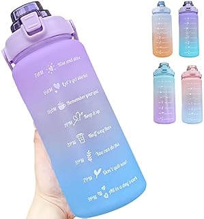 Hatieo 2 Litre Water Bottle, Big Water Bottle with Straw, Leakproof Sport Water Bottle with Time Markings Reminder, Motivational Water Bottle for Fitness, Camping Yoga Trave Gym Outdoor Sports