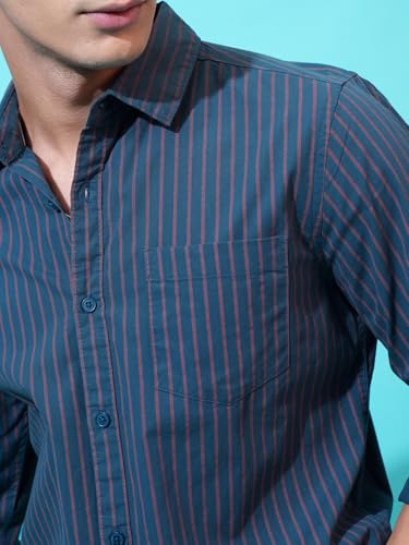 Image of Highlander Men's Slim Fit Striped Shirt | Full Sleeves | Everyday Wear Stylish Shirt for Men