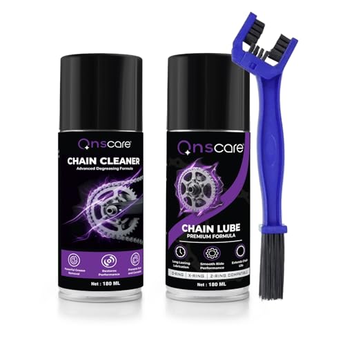Image of Bike Chain Lubricant & Chain Cleaner Spray Kit with Cleaning Brush | Anti-Rust, Smooth Performance Chain Oil for Motorcycle & Bicycle | Reduces Friction, Extends Chain Life (3-Set Pack)