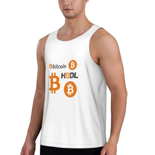 Bitcoin Logo HODL BTC Crypto Cryptocurrency Men's Workout Tank Top Tank Top Shirt - Image 3