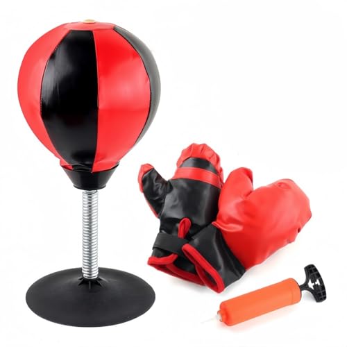 Racocou Stressabbau-Boxball mit Saugnapf, Schreibtisch-Boxsack-Set für Erwachsene im Büro, inklusive Handschuhe und Pumpe, schnelle Rückfederung zur Freisetzung von Angst und Wut