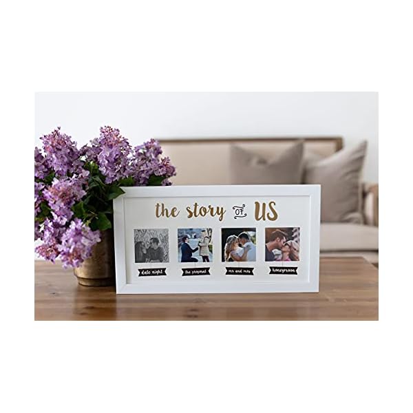 Kate & Milo 95118 Fotorahmen, Hochzeitscollage, mit englischer Aufschrift "The Story of Us", als Andenken, zur Verlobung, Brautparty oder als Hochzeitsgeschenk für Paare, Weiß – Bild 3