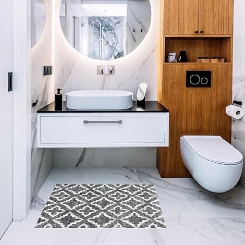 Wash + Dry Maltese Gray Washable Indoor Rug with Rubber Backing, Small Door Mat for Entryway, Kitchen, Bathroom, Non-Slip Area Mat, Washable Entryway Rug, Pet Friendly, Gray and White, 20" x 27.5" Cover