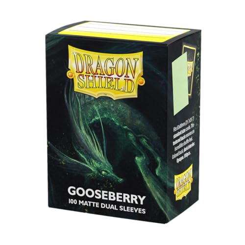 Dragon Shield | Matte Dual Standard Size Card Sleeves | 100 CT - Smooth & Tough Premium TCG Sleeves - Compatible with Pokemon Flesh & Blood One Piece & Magic the Gathering | Gooseberry
