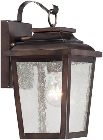 Minka Lavery Outdoor Wall Light 72171-189 Irvington Manor Aluminum Exterior Clear Seeded Blass Wall Lantern,1-Light 60 Watt, 12" H x 7" W, Chelesa Bronze