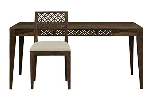 Image of Solid Sheesham Wood 6 Seater Dining Table Set with Cushioned Chairs for Dining Room | Living Room | Home & Office | Hotels Restaurant & Cafe (6 Seater, B-Honey)