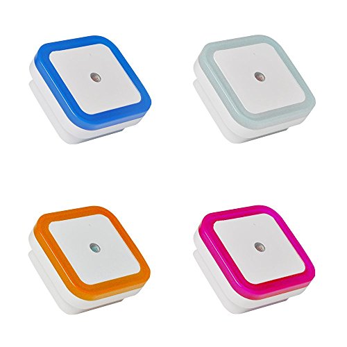 Plug in LED Night Light with Smart Dusk to Dawn Sensor Colorful Night Lights for Kids, Baby, Nursery, Bedroom, Basement, Hallway, Stairwells, Yellow/Pink/Blue/White