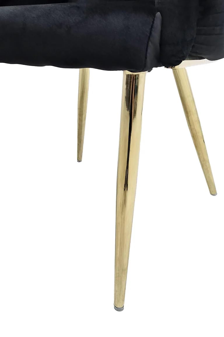 POLTRONA IN VELLUTO PER SOGGIORNO O SALA DA PRANZO, SEDIA IN VELLUTO LUSSUOSA GAMBE IN ORO (Nero)