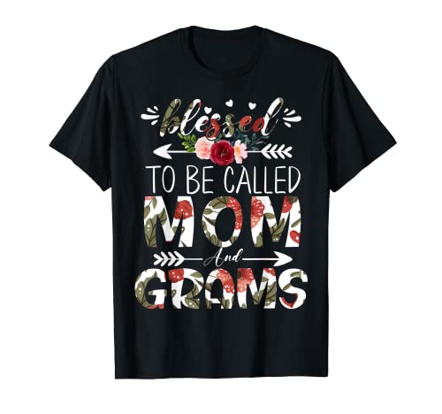 Blessed to be called Mom And Grams Funny Floral Día de la Madre Camiseta