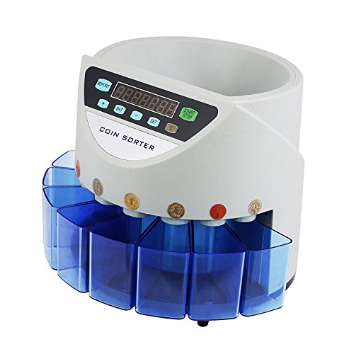 Máquina automática de contador electrónico de monedas – Clasificación de monedas de alta velocidad a 300 monedas/min para monedas de GBP (conteo de lotes, compatible con monedas de libras nuevas)