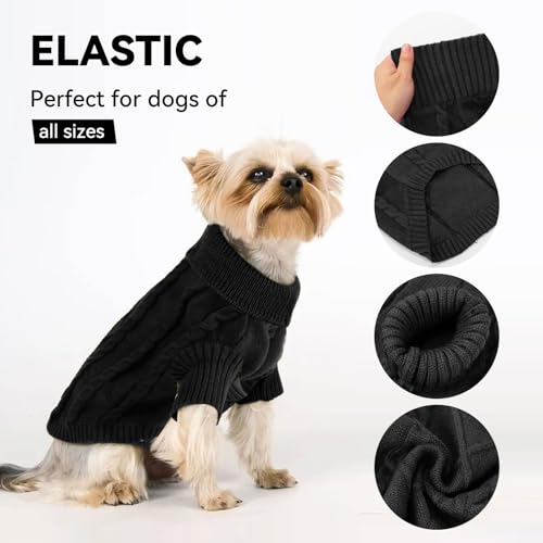 Mayoii Warm Hundepullover, Pullover Hund, Hundepullover Kleine Hunde, Rollkragenpullover Hundepullovers Grosse Hunde, Hundepullovers Fleece Mittelgroße (Schwarz, 2XL)